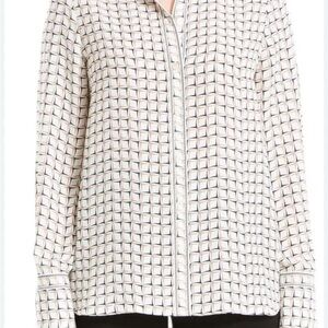 Max Studio White/Black/Gold Checkered Button-Down Shirt